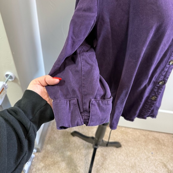 Pulp Women 100% Tencel Lyocell Relaxed Fit Plum Dark Purple Button Down Shirt L - Picture 4 of 8